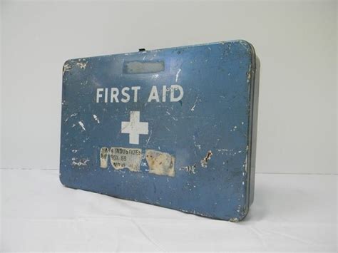 light blue metal first aid box vintage|Light Blue First Aid Kit, Metal First Aid Box, Vintage Tin, Custom .